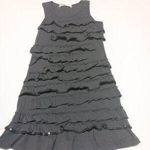 ✨ Chic & Classic Dark Gray Ruffle Dress - Girls XS ✨